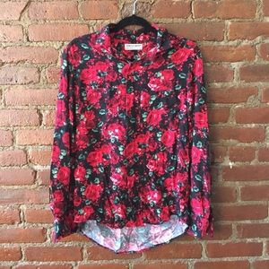 American Apparel Rose Print Button Down